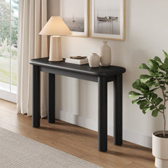 Alvia Black Oak Wood Console Table - Ornate Home