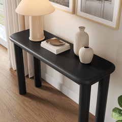 Alvia Black Oak Wood Console Table - Ornate Home