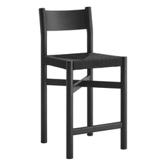 Alvia Black Oak Wood Counter Stools With Woven Seats (Set of 2) - Ornate Home