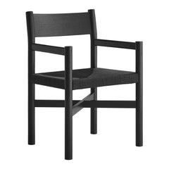 Alvia Black Oak Wood Dining Armchairs With Woven Seats (Set of 2) - Ornate Home
