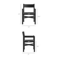 Alvia Black Oak Wood Dining Armchairs With Woven Seats (Set of 2) - Ornate Home