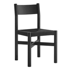 Alvia Black Oak Wood Dining Side Chair With Woven Seat - Ornate Home