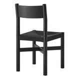 Alvia Black Oak Wood Dining Side Chair With Woven Seat - Ornate Home
