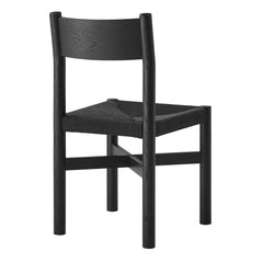 Alvia Black Oak Wood Dining Side Chair With Woven Seat - Ornate Home