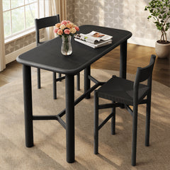 Alvia Black Rectangular 60" Oak Wood Bar Table - Ornate Home