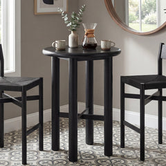 Alvia Black Round 30" Oak Wood Bar Table - Ornate Home