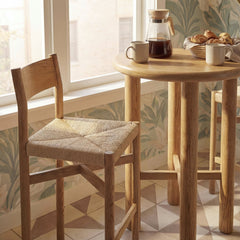 Alvia Weathered 3-Piece Round Oak Wood Bar Table With Bar Stools Set - Ornate Home