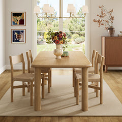Alvia Weathered 5-Piece Oak Wood Dining Table and Chairs Set - Ornate Home