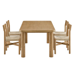 Alvia Weathered 5-Piece Oak Wood Dining Table and Chairs Set - Ornate Home
