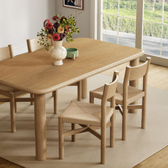 Alvia Weathered 5-Piece Oak Wood Dining Table and Chairs Set - Ornate Home