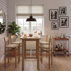 Alvia Weathered 5-Piece Rectangular Oak Wood Bar Table With Bar Stools Set - Ornate Home