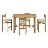 Alvia Weathered 5-Piece Rectangular Oak Wood Bar Table With Bar Stools Set - Ornate Home