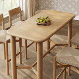 Alvia Weathered 5-Piece Rectangular Oak Wood Bar Table With Bar Stools Set - Ornate Home