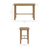Alvia Weathered 5-Piece Rectangular Oak Wood Bar Table With Bar Stools Set - Ornate Home