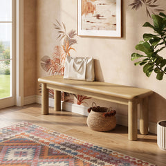 Alvia Weathered 58" Oak Wood Bench - Ornate Home