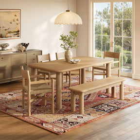 Alvia Weathered 6-Piece Oak Wood Dining Table and Seating Set - Ornate Home