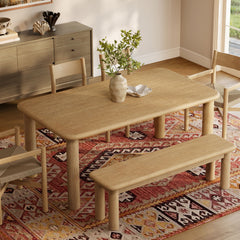 Alvia Weathered 6-Piece Oak Wood Dining Table and Seating Set - Ornate Home