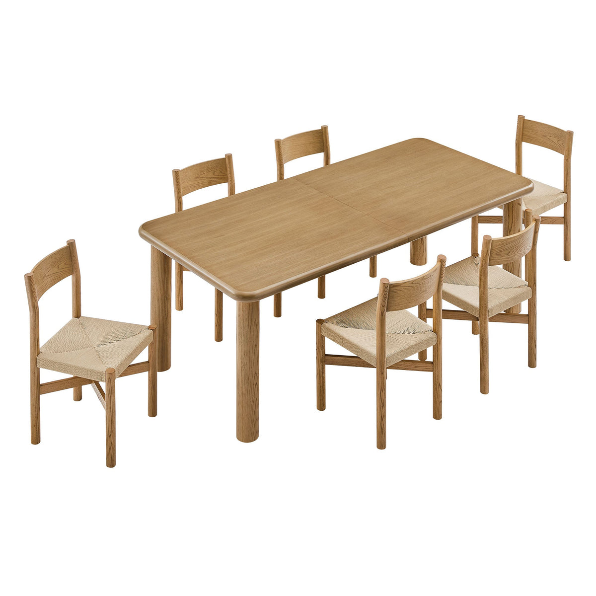 Alvia Weathered 7-Piece Oak Wood Extendable Dining Table and Chairs Set - Ornate Home
