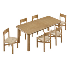 Alvia Weathered 7-Piece Oak Wood Extendable Dining Table and Chairs Set - Ornate Home