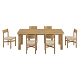 Alvia Weathered 7-Piece Oak Wood Extendable Dining Table and Chairs Set - Ornate Home