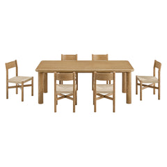 Alvia Weathered 7-Piece Oak Wood Extendable Dining Table and Chairs Set - Ornate Home