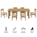 Alvia Weathered 7-Piece Oak Wood Extendable Dining Table and Chairs Set - Ornate Home