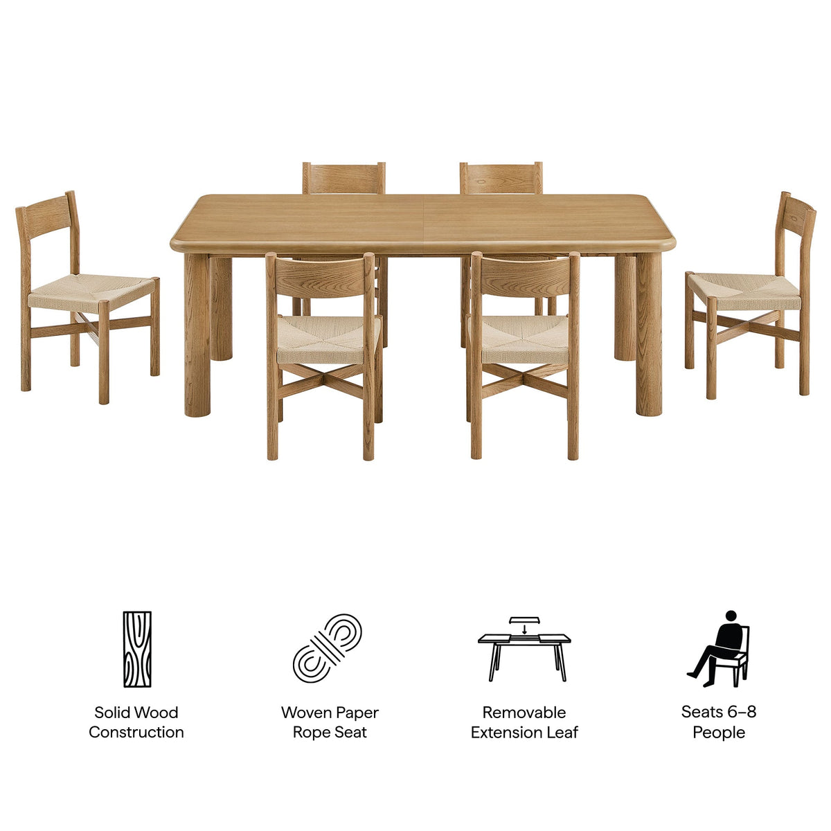 Alvia Weathered 7-Piece Oak Wood Extendable Dining Table and Chairs Set - Ornate Home