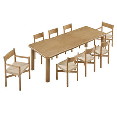 Alvia Weathered 9-Piece Oak Wood Extendable Dining Table and Chairs Set - Ornate Home
