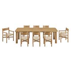 Alvia Weathered 9-Piece Oak Wood Extendable Dining Table and Chairs Set - Ornate Home