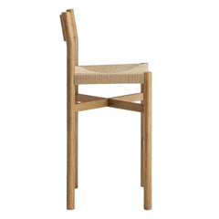 Alvia Weathered Oak Wood Bar Stools With Woven Seats (Set of 2) - Ornate Home