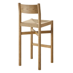 Alvia Weathered Oak Wood Bar Stools With Woven Seats (Set of 2) - Ornate Home