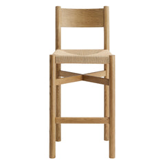 Alvia Weathered Oak Wood Bar Stools With Woven Seats (Set of 2) - Ornate Home
