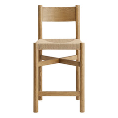 Alvia Weathered Oak Wood Counter Stools With Woven Seats (Set of 2) - Ornate Home