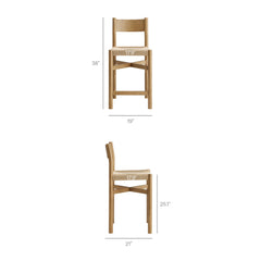 Alvia Weathered Oak Wood Counter Stools With Woven Seats (Set of 2) - Ornate Home