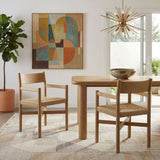 Alvia Weathered Oak Wood Dining Armchairs With Woven Seats (Set of 2) - Ornate Home