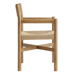 Alvia Weathered Oak Wood Dining Armchairs With Woven Seats (Set of 2) - Ornate Home