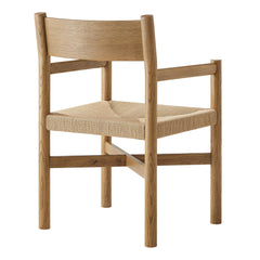 Alvia Weathered Oak Wood Dining Armchairs With Woven Seats (Set of 2) - Ornate Home
