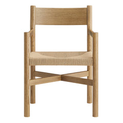 Alvia Weathered Oak Wood Dining Armchairs With Woven Seats (Set of 2) - Ornate Home