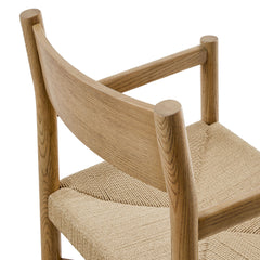 Alvia Weathered Oak Wood Dining Armchairs With Woven Seats (Set of 2) - Ornate Home