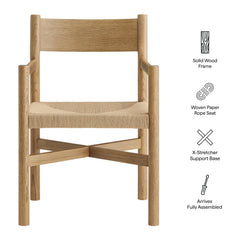 Alvia Weathered Oak Wood Dining Armchairs With Woven Seats (Set of 2) - Ornate Home
