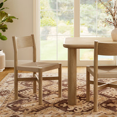 Alvia Weathered Oak Wood Dining Side Chair With Woven Seat - Ornate Home