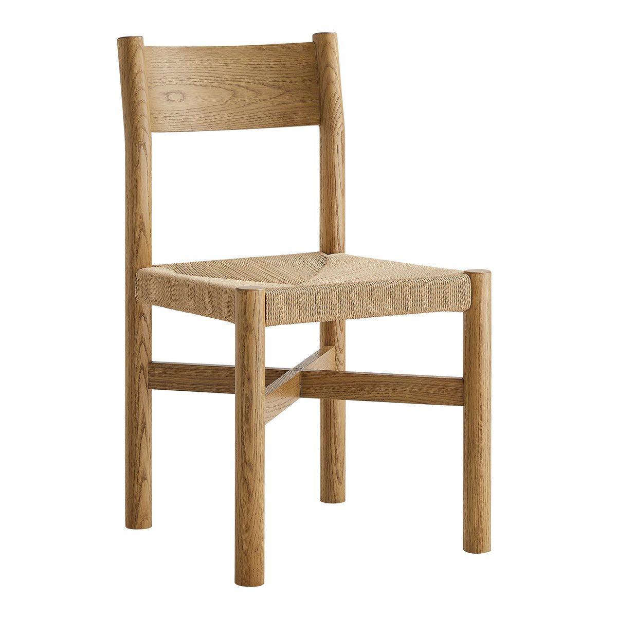 Alvia Weathered Oak Wood Dining Side Chair With Woven Seat - Ornate Home