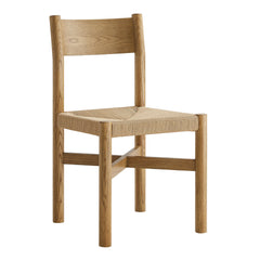 Alvia Weathered Oak Wood Dining Side Chair With Woven Seat - Ornate Home