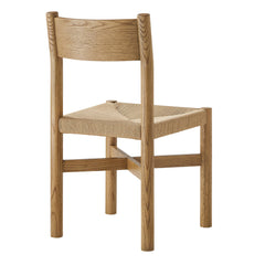 Alvia Weathered Oak Wood Dining Side Chair With Woven Seat - Ornate Home