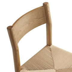 Alvia Weathered Oak Wood Dining Side Chair With Woven Seat - Ornate Home