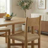 Alvia Weathered Oak Wood Dining Side Chair With Woven Seat - Ornate Home