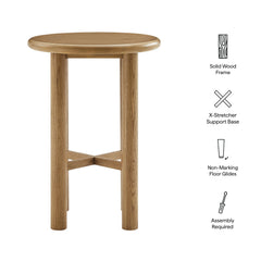 Alvia Weathered Round 30" Oak Wood Bar Table - Ornate Home