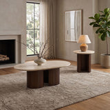 Alvik Dark Walnut/Light Beige Oval Coffee Table - Ornate Home