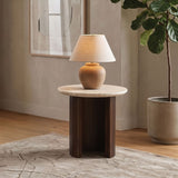 Alvik Dark Walnut/Light Beige Round End Table - Ornate Home