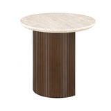 Alvik Dark Walnut/Light Beige Round End Table - Ornate Home